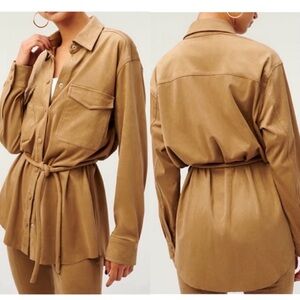 Good American belted suede jacket